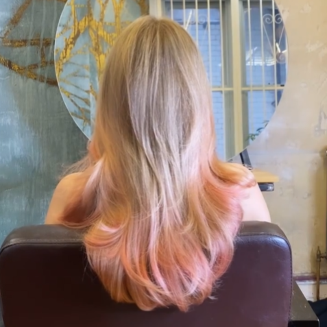 Pink dip balayage